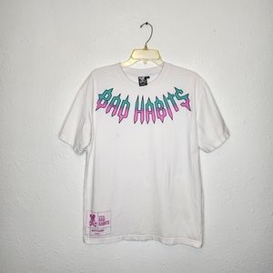 Bad Habits Letter Graphic Tee Size M